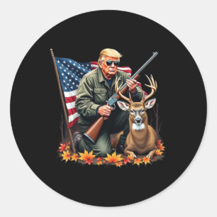 Jagd auf Hirsch Jahreszeit Vintag Trump US-Flagge Runder Aufkleber