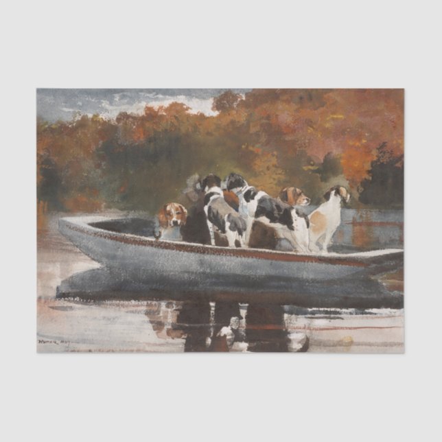 Jagd auf Hunde im Boot durch Winslow Homer Seidenpapier (Vorderseite)