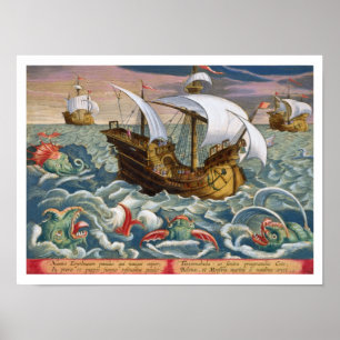 Jagd auf Meerestiere, Tafel 84 aus 'Venationes F Poster