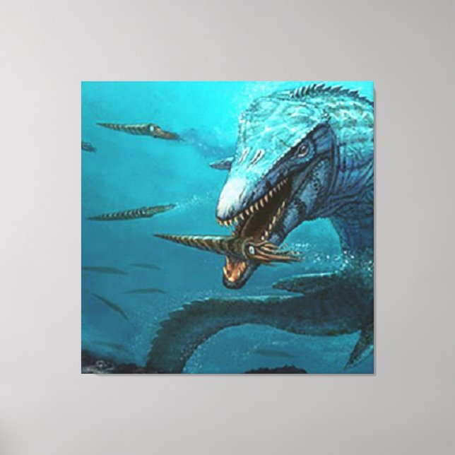 Jagd auf Mosasaurus Leinwanddruck (Vorderseite)