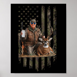 Jagd auf Trump Camouflage US-Flagge Hirschjagd Mee Poster