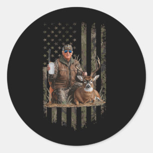 Jagd auf Trump Camouflage US-Flagge Hirschjagd Mee Runder Aufkleber