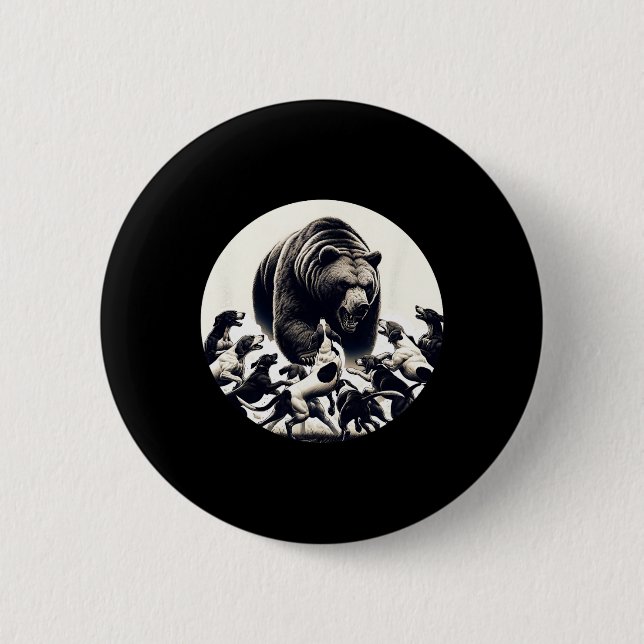 Jagd Bären Retro Hunde Hoden Jagd Hound Button (Vorderseite)