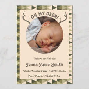 Jagd Birth Antlers Announcement Girl oder Junge Ankündigung