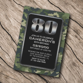 Jagd Camouflage Militärische Einladung zum 80. Geb