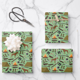 Jagd Camping Zelt Campfire Schießpistole Muster Geschenkpapier Set