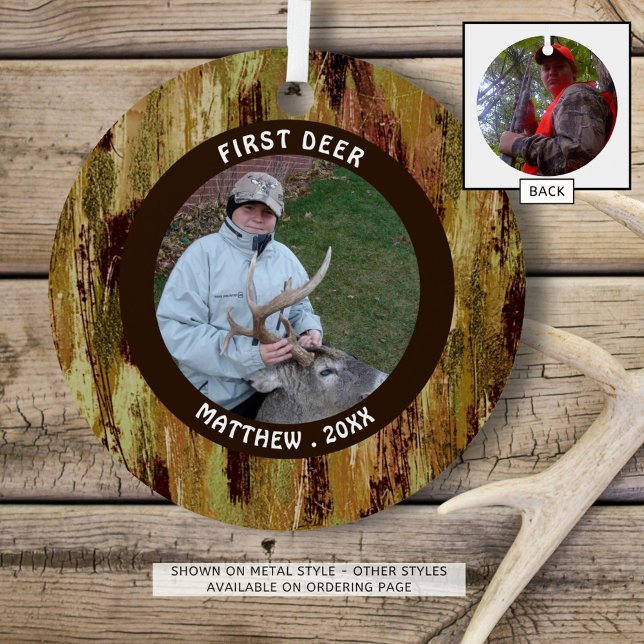 Jagd ERSTER DEER Foto Camouflage Personalisiert Ornament Aus Metall (Von Creator hochgeladen)