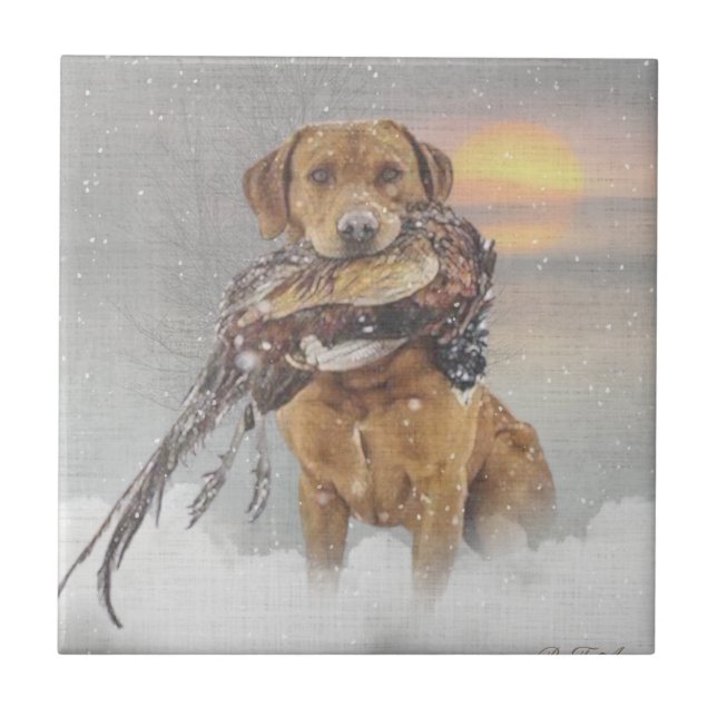 Jagd Fasan im Winter Wandteppich Plexiglas Fliese (Vorderseite)
