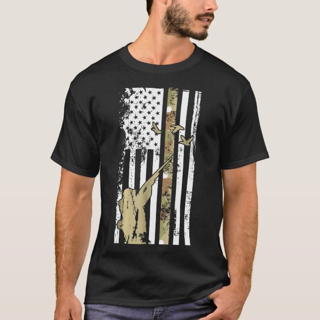 Jagd Flag Gun Rifle Jagd Duck American Flag USA T-Shirt (Vorderseite)