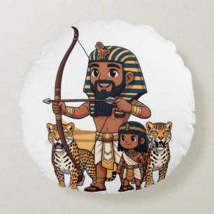 Jagd im Alten Ägypten mit Leoparden Rundes Kissen