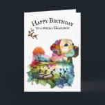 Jagd Labrador Retriever für Grandson Karte<br><div class="desc">Watercolor Doppelexposition einer Labrador Retriever Profil Silhouette mit mallard Enten abgeschieden auf weißem Hintergrund. Alle Texte können geändert werden.</div>