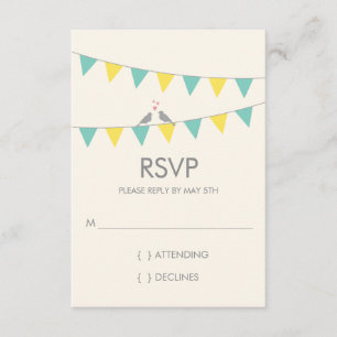 Jagd Liebgeburten Hochzeit RSVP - Blau gelb Karte