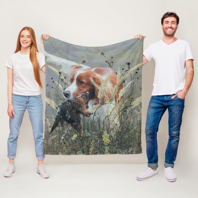 Jagd mit Epagneul Breton Fleecedecke (Beispiel)
