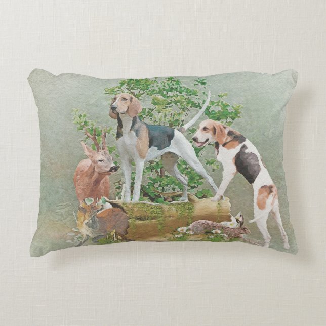 Jagd mit Hunden Dekokissen (Vorderseite)