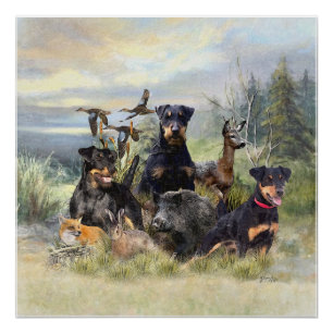 Jagd mit Jagdterern , Kunst Poster