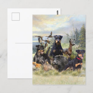 Jagd mit Jagdterern , Kunst Postkarte