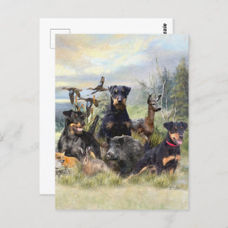 Jagd mit Jagdterern , Kunst Postkarte