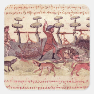 Jagd mit Netzen Quadratischer Aufkleber