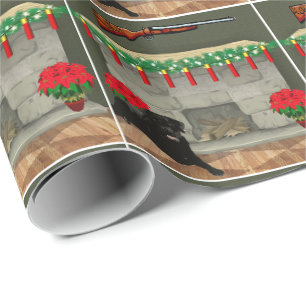 Jagd Shogun-Muscheln Kamin und Hund Weihnachten Geschenkpapier