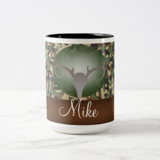 Jagd-Thema-Rotwild-Geweih-Grün-gesprenkelte Zweifarbige Tasse