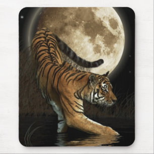 Jagd Tiger & Vollmond Wildlife Mousepad