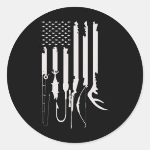 Jagd- und Angelschmuck mit amerikanischer Flagge  Runder Aufkleber