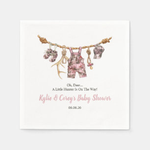 Jagd Wäscheleine Pink Camouflage Mädchen Babyparty Serviette