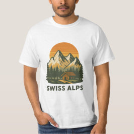 Jagd White Retro Vector Schweizer Alpen T-Shirt