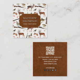 Jagd-Wildnis-Outdoorsman-QR-Code-Social-Media Quadratische Visitenkarte