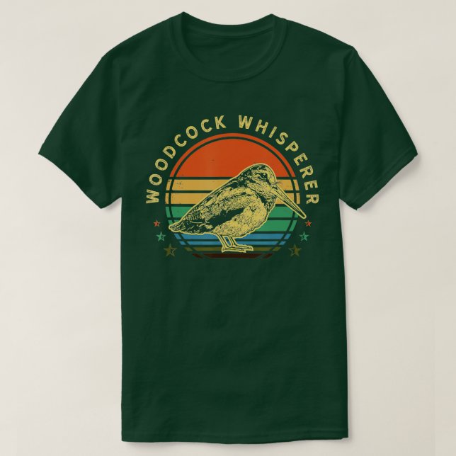 Jagd Woodcock Vogel Retro Sonnenuntergang lustige  T-Shirt (Design vorne)