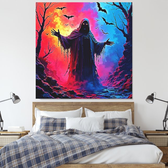 Jagddämon im Schatten-Design geschlossen Leinwanddruck (Insitu (Schlafzimmer))