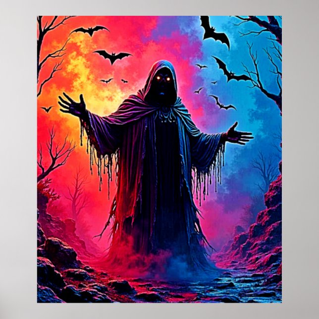 Jagddämon im Schatten-Design geschlossen Poster (Vorne)