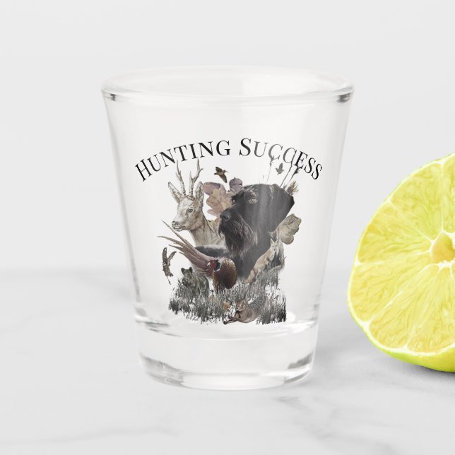 Jagderfolg,Deutsch Drahthaar Schnapsglas (Vorderseite)