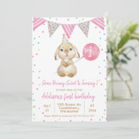 Jagdfahne Fluffy Bunny 1. Geburtstag Einladung