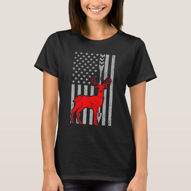 Jagdgewehr American Flag Archery for Hunte T-Shirt (Vorderseite)