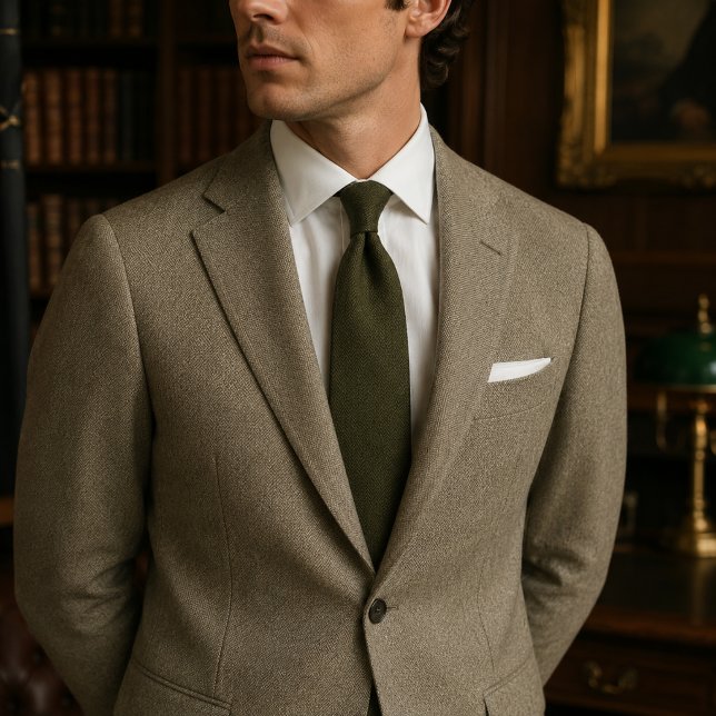 Jagdgrüner Herringbone-Tweed Krawatte (Von Creator hochgeladen)
