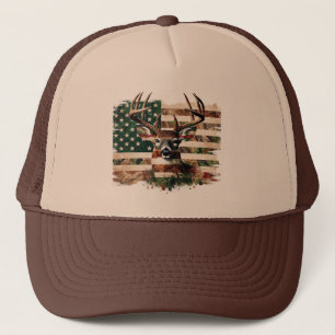 Jagdhirsch-Flaggenmütze Truckerkappe