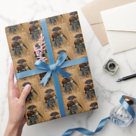 Jagdhund mit anstrengender Wildvogel Jagd Sport Geschenkpapier