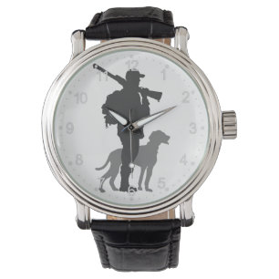 Jagdhund mit Jäger - Farbe wählen Armbanduhr