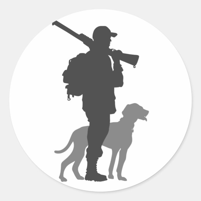 Jagdhund mit Jäger - Farbe wählen Runder Aufkleber (Vorderseite)