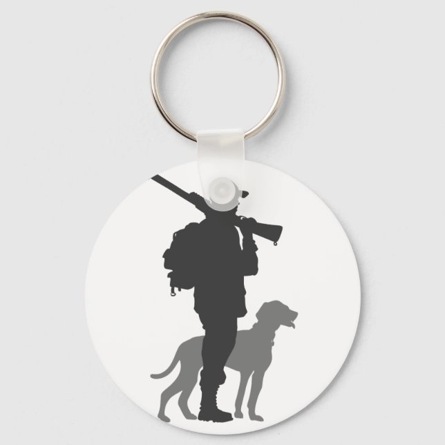 Jagdhund mit Jäger - Farbe wählen Schlüsselanhänger (Vorderseite)