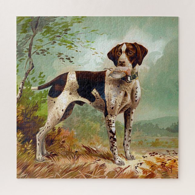 Jagdhund mit Vogel im Maul (Vertikal)