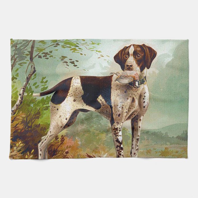 Jagdhund mit Vogel im Maul Geschirrtuch (Horizontal)