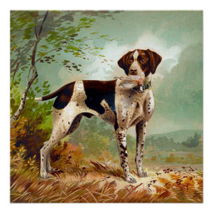 Jagdhund mit Vogel im Maul Poster