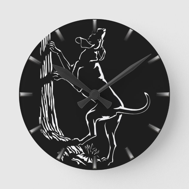 Jagdhund-Uhr-Jagd-Hundekunst-Wanduhr Runde Wanduhr (Vorderseite)