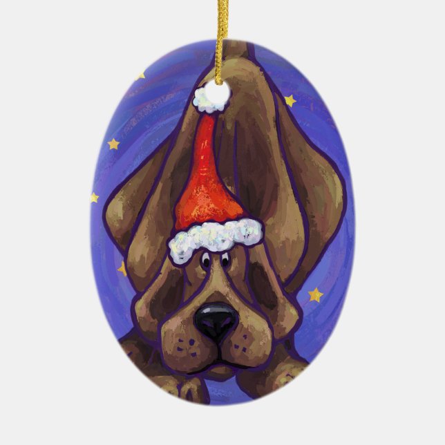 Jagdhund-Weihnachtsverzierung Keramikornament (Vorne)