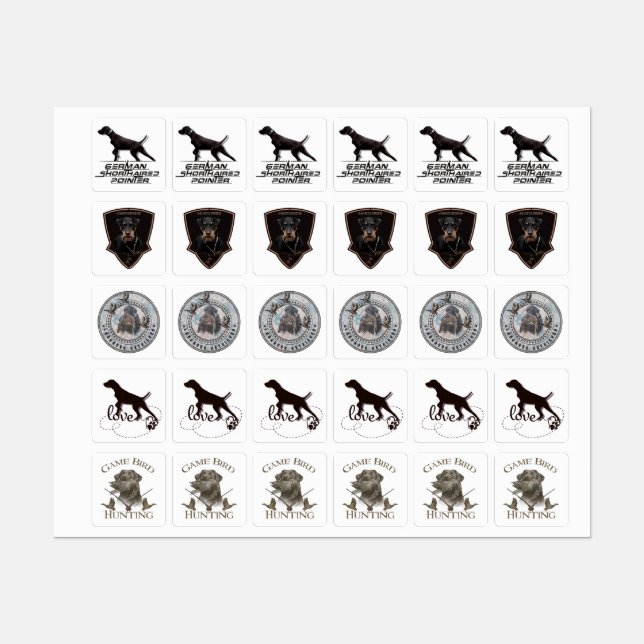 Jagdhunde Etiketten (Blatt)
