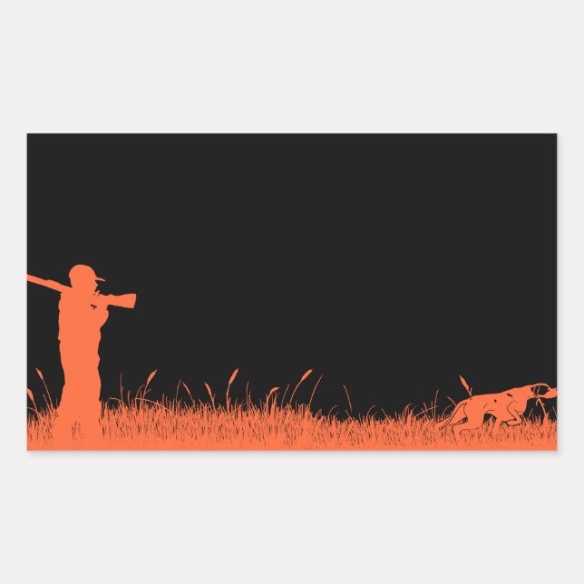 Jagdhunde Grafischer Orangenpeitscher Hunde Jäger Rechteckiger Aufkleber (Vorderseite)