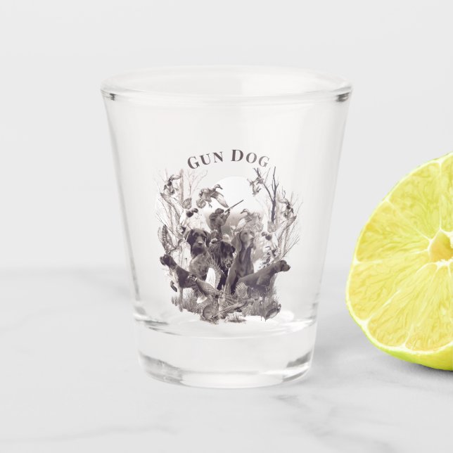Jagdhunde , Rüden, Jagdsaison Schnapsglas (Vorderseite)