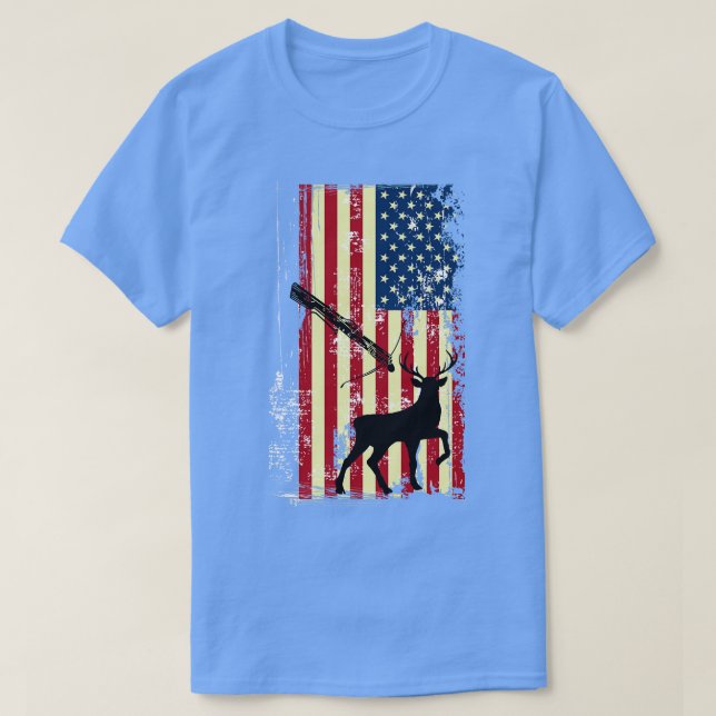 Jagdjäger unter der US-Flagge T-Shirt (Design vorne)